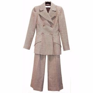 Valentino Wool Herringbone Pant Suit, Size 2